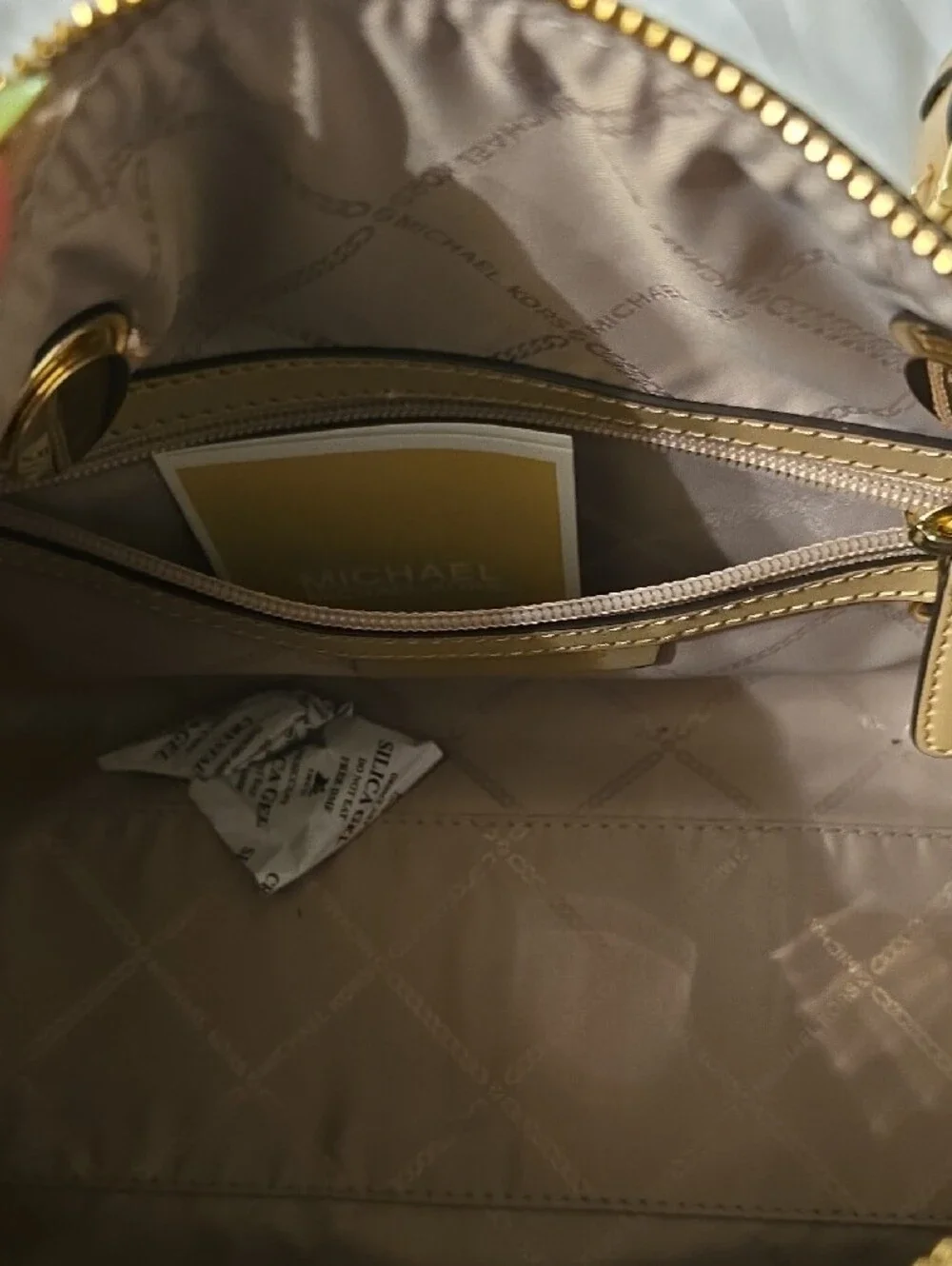 Michael Kors Beige, Tan and Cream Stripe Chain Shoulder Bag